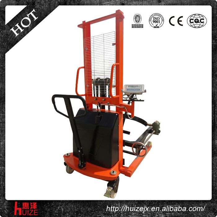 半電動(dòng)稱重油桶車（夾鐵桶，手搖翻轉(zhuǎn)倒料）